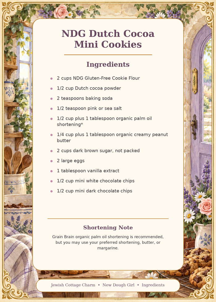 Jewish Cottage Charm NDG Dutch Cocoa Mini Cookies recipe card