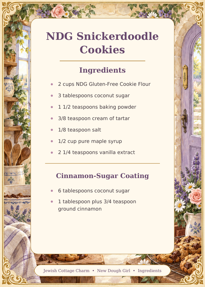 Jewish Cottage Charm NDG Snickerdoodle Cookies recipe card